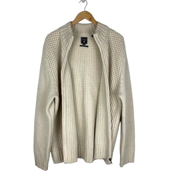Hudson north Limited Edition Cream Ivory Full Zip Knit Lambswool Cardigan US L - Picture 3 of 7